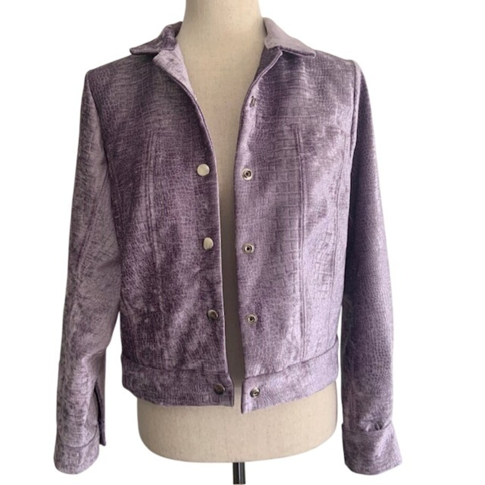 Disco Glam Croc Textured Jacket M 70s Cropped Statement Coat Indie Sleeze Retro